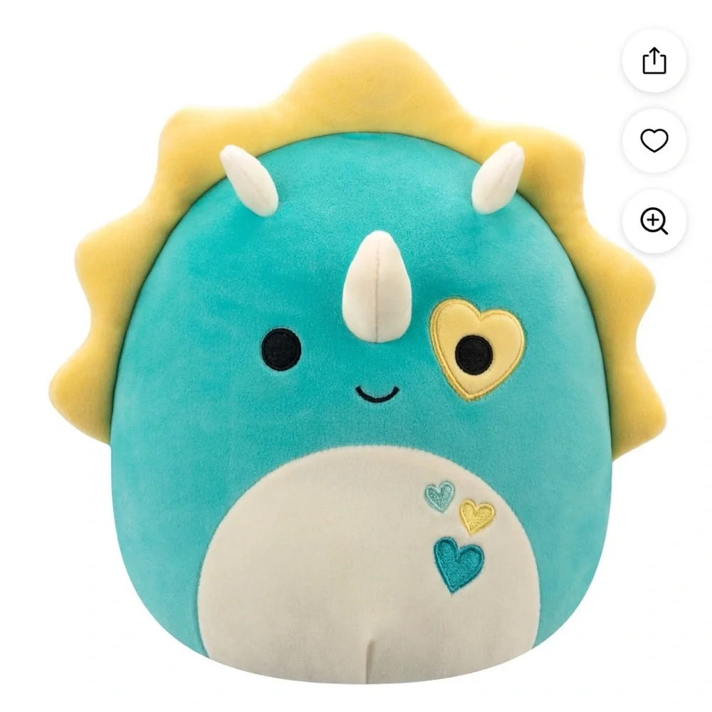 Squishmallows Turquoise and Yellow Triceratops Plush